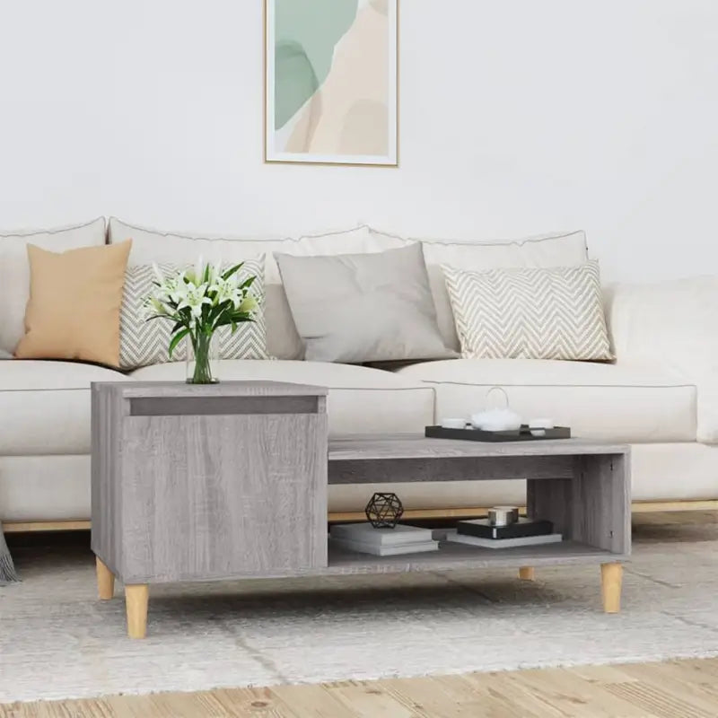 Bewerk hout salontafel met stabiele en vochtbestendige afwerking - Grijs sonoma / 1 - Salontafels
