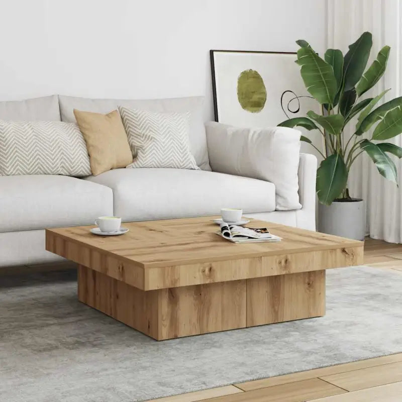 Bewerk hout salontafel voor duurzame en stabiele woonkamer uitstraling - artisanaal eikenkleurig / 1 - Salontafels