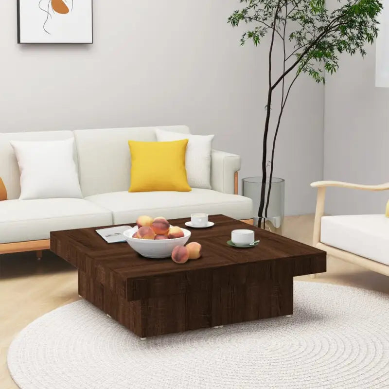 Bewerk hout salontafel voor duurzame en stabiele woonkamer uitstraling - bruin eikenkleur / 1 - Salontafels