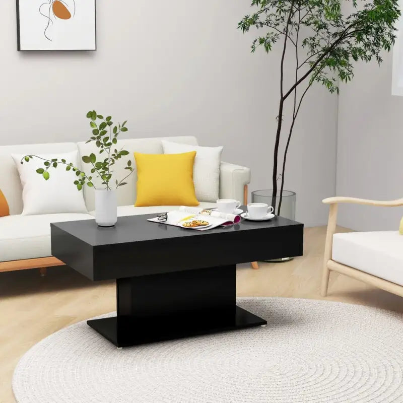 Bewerk hout salontafel voor een tijdloze woonkamersetting - Zwart / 1 - Salontafels