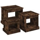Bewerk hout salontafelset met grote en kleine tafels voor je woonkamer - Salontafels