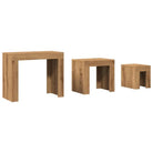 Bewerk hout salontafelset met grote en kleine tafels voor beperkte ruimte - Salontafels