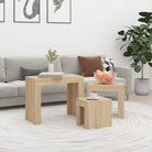 Bewerk hout salontafelset met grote en kleine tafels voor beperkte ruimte - Sonoma eiken / 3 - Salontafels
