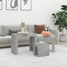Bewerk hout salontafelset met grote en kleine tafels voor beperkte ruimte - Betongrijs / 3 - Salontafels