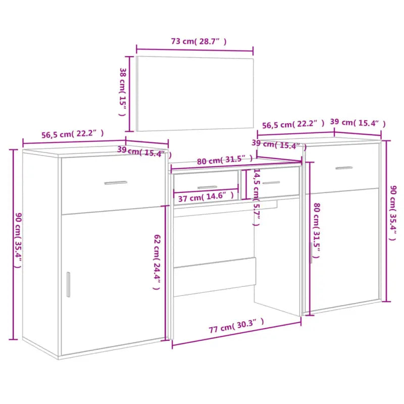 Bewerk hout stijlvolle slaapkamermeubelsets met make-uptafel binnen handbereik - Slaapkamermeubelsets