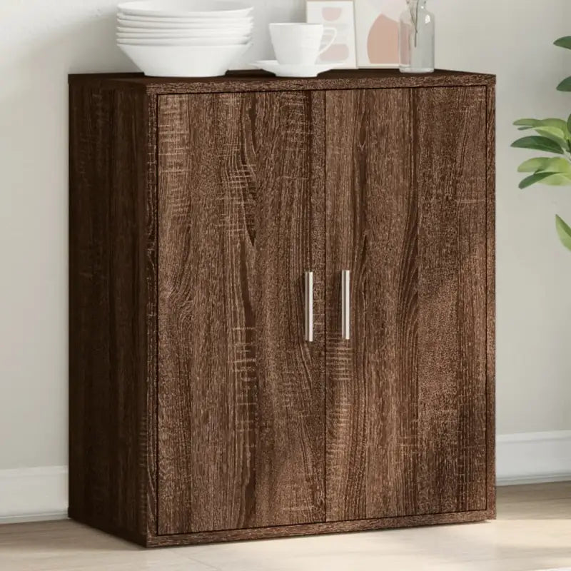 Bewerk hout televisiekast met strak ontwerp voor een moderne woonkamer - bruin eikenkleur / 1 - Dressoirs & buffetkasten