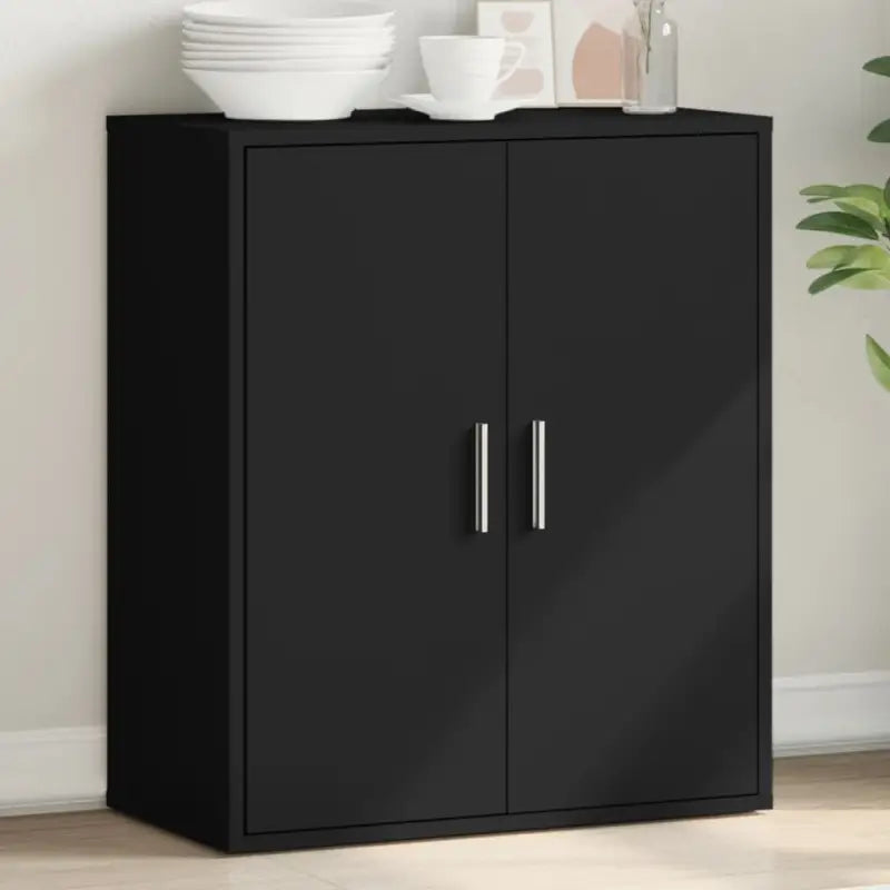 Bewerk hout televisiekast met strak ontwerp voor een moderne woonkamer - Zwart / 1 - Dressoirs & buffetkasten