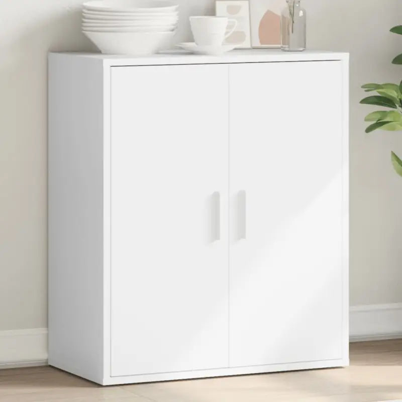 Bewerk hout televisiekast met strak ontwerp voor een moderne woonkamer - Wit / 1 - Dressoirs & buffetkasten