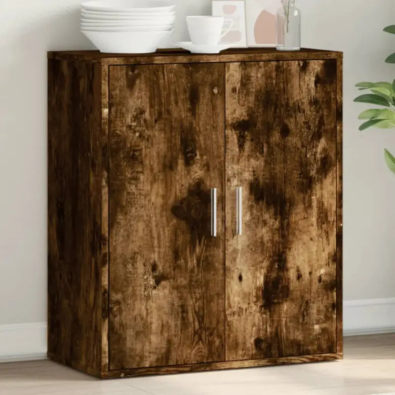 Bewerk hout televisiekast met strak ontwerp voor een moderne woonkamer - Gerookt eiken / 1 - Dressoirs & buffetkasten