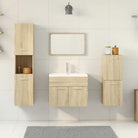 Bewerkt hout badkamermeubelset met ideale afmetingen voor jouw badkamer - Badkamermeubelsets