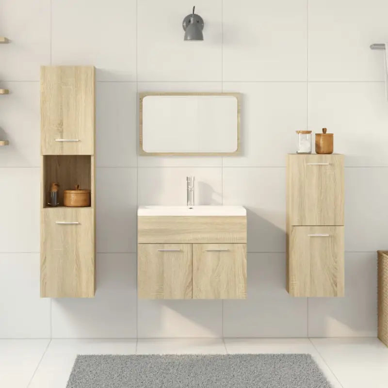 Bewerkt hout badkamermeubelset met ideale afmetingen voor jouw badkamer - Badkamermeubelsets
