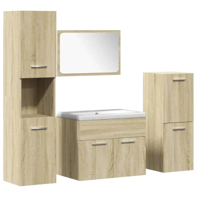 Bewerkt hout badkamermeubelset met ideale afmetingen voor jouw badkamer - Badkamermeubelsets