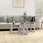 Bewerkt hout bijzettafels voor kleine ruimtes en moderne woonstijl - Betongrijs / 3 - Bijzettafels