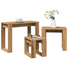 Bewerkt hout bijzettafels voor kleine ruimtes en moderne woonstijl - artisanaal eikenkleurig / 3 - Bijzettafels