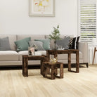Bewerkt hout bijzettafels voor kleine ruimtes en moderne woonstijl - Gerookt eiken / 3 - Bijzettafels