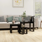 Bewerkt hout bijzettafels voor kleine ruimtes en moderne woonstijl - Zwart / 3 - Bijzettafels