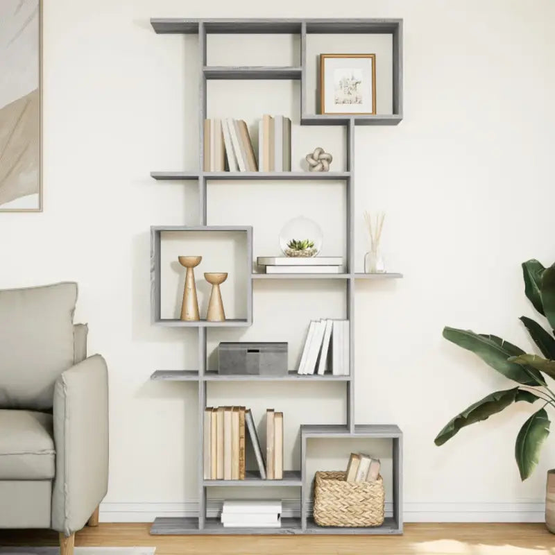 Bewerkt Hout Boekenkast Kamerscherm voor Stijlvolle Opbergruimte - Grijs sonoma / 1 / 188 cm - Boekenkasten