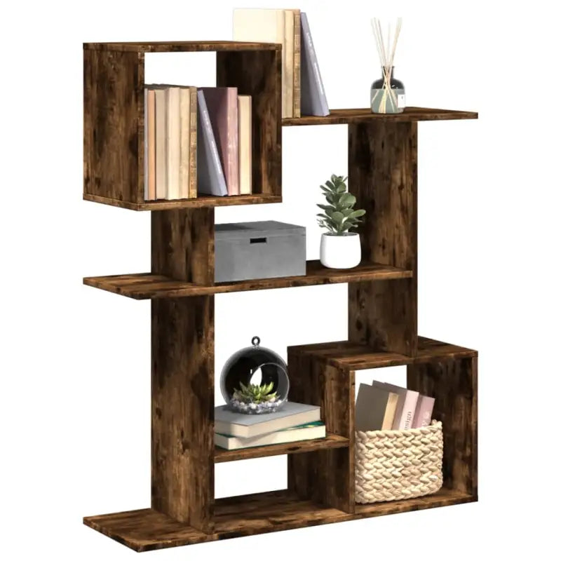Bewerkt Hout Boekenkast Kamerscherm voor Stijlvolle Opbergruimte - Gerookt eiken / 1 / 112 cm - Boekenkasten