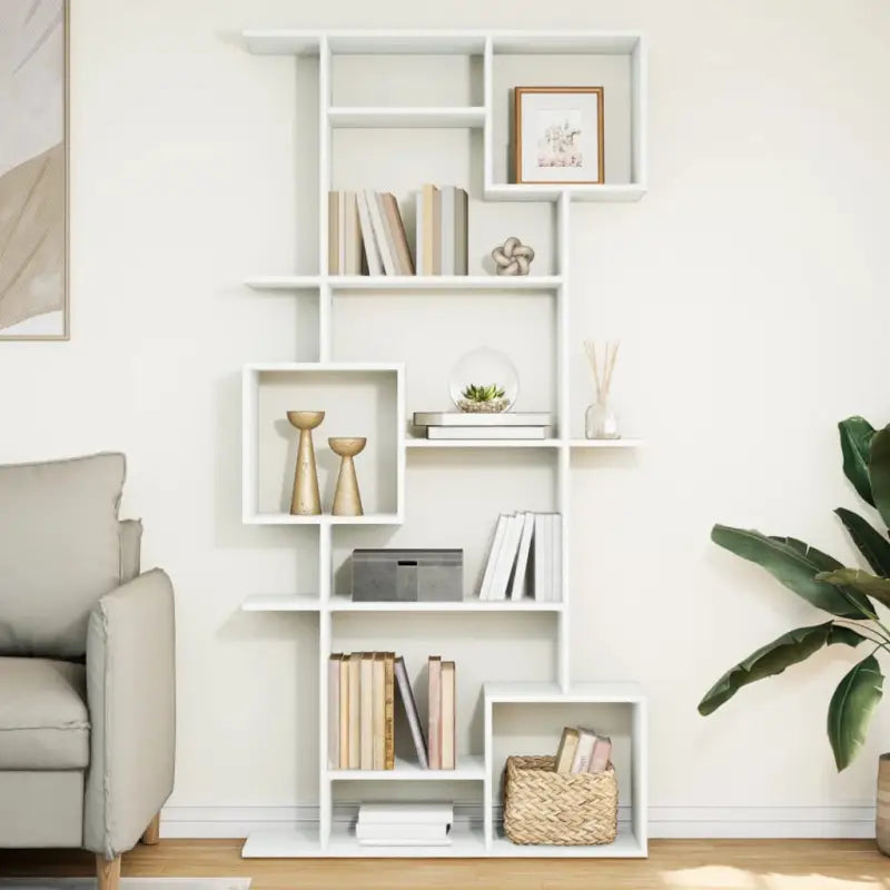 Bewerkt Hout Boekenkast Kamerscherm voor Stijlvolle Opbergruimte - Wit / 1 / 188 cm - Boekenkasten