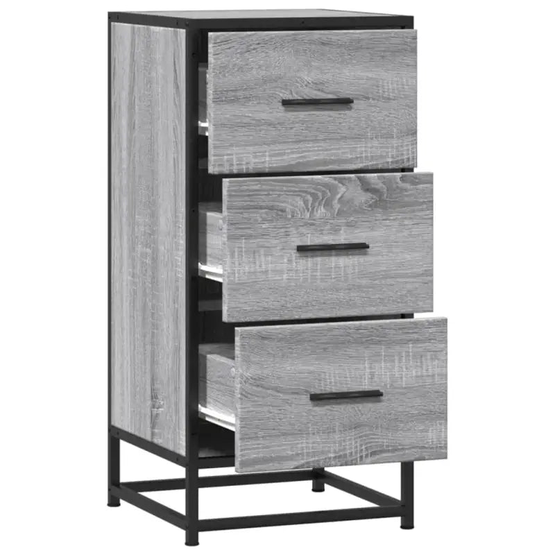 Bewerkt hout dressoir in grijs sonoma met industrieel metalen frame - Dressoirs & buffetkasten