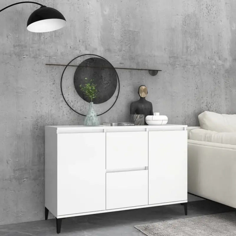 Bewerkt hout dressoir met industriële uitstraling voor de woonkamer - Wit / 1 - Dressoirs & buffetkasten