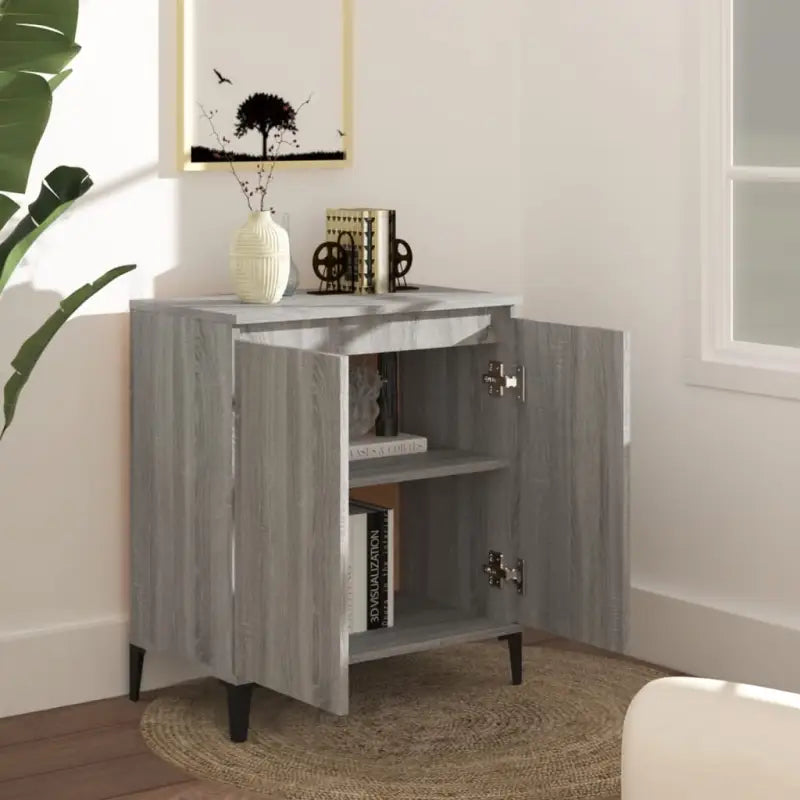 Bewerkt hout grijs Sonoma dressoir met minimalistische charme - Dressoirs & buffetkasten