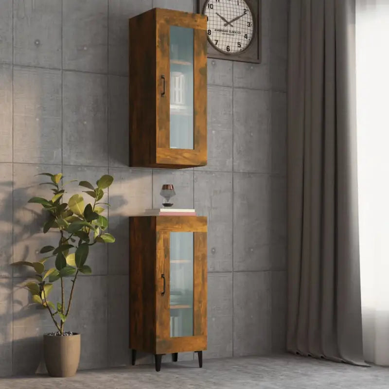 Bewerkt hout Grijs Sonoma dressoir voor muurruimte en decoratie - Gerookt eiken / 1 - Dressoirs & buffetkasten