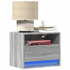 Bewerkt hout muur nachtkastjes met LED-verlichting voor elke slaapkamer - Grijs sonoma / 2 - Nachtkastjes