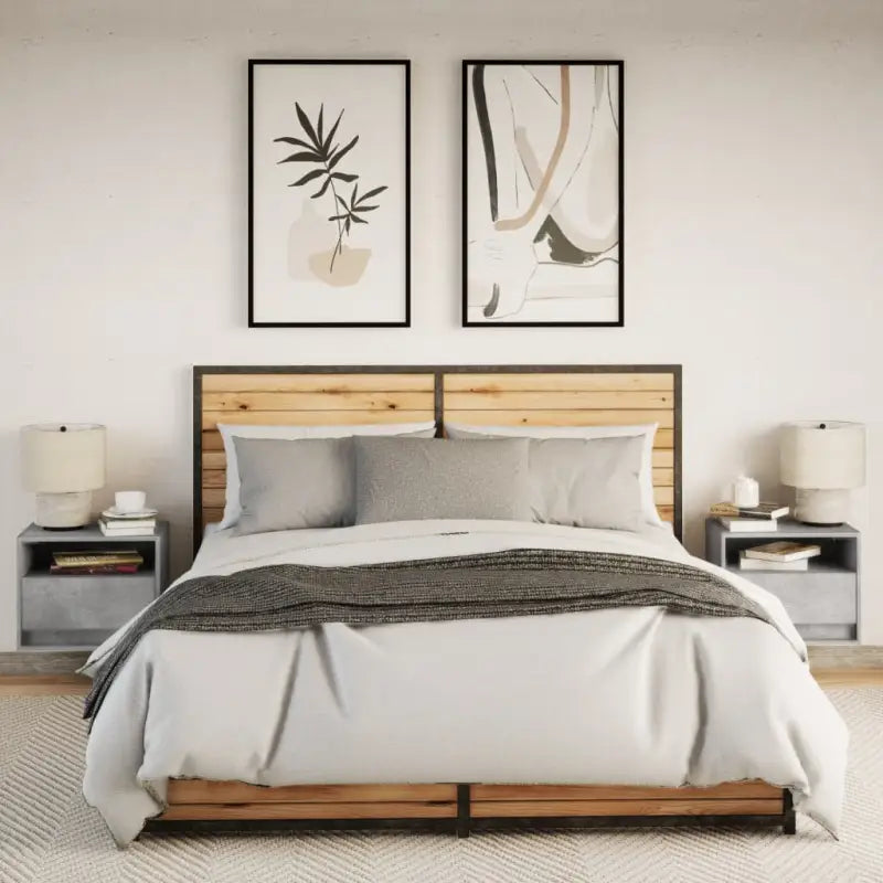 Bewerkt hout muur nachtkastjes met LED-verlichting voor elke slaapkamer - Nachtkastjes