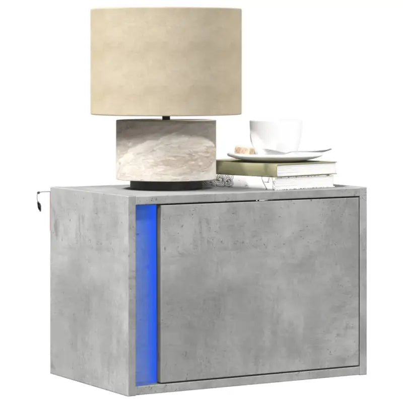 Bewerkt hout nachtkastjes met LED-verlichting voor elke slaapkamer - Betongrijs / 2 - Nachtkastjes