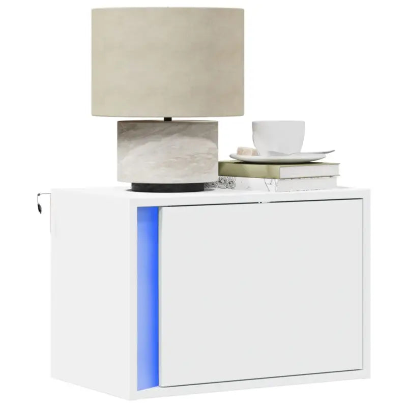 Bewerkt hout nachtkastjes met LED-verlichting voor elke slaapkamer - Wit / 1 - Nachtkastjes