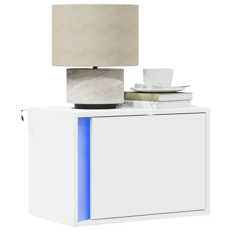 Bewerkt hout nachtkastjes met LED-verlichting voor elke slaapkamer - Wit / 2 - Nachtkastjes
