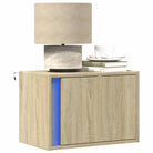 Bewerkt hout nachtkastjes met LED-verlichting voor elke slaapkamer - Sonoma eiken / 2 - Nachtkastjes