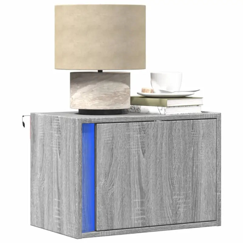 Bewerkt hout nachtkastjes met LED-verlichting voor elke slaapkamer - Grijs sonoma / 2 - Nachtkastjes