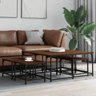 Bewerkt hout salontafels met elkaar passende kleine tafels voor compacte ruimtes - bruin eikenkleur / 1 - Salontafels