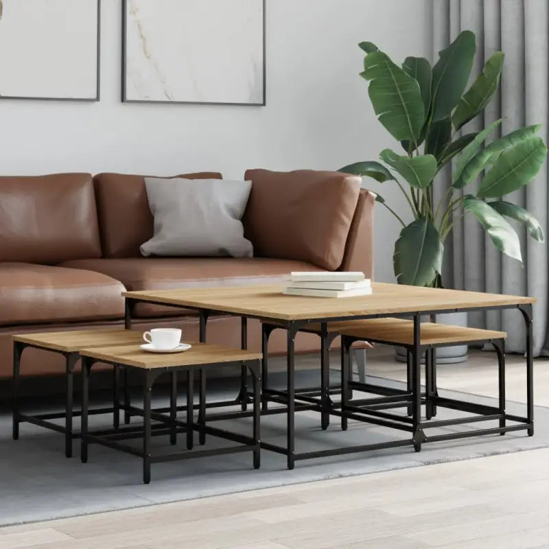 Bewerkt hout salontafels met elkaar passende kleine tafels voor compacte ruimtes - Sonoma eiken / 1 - Salontafels