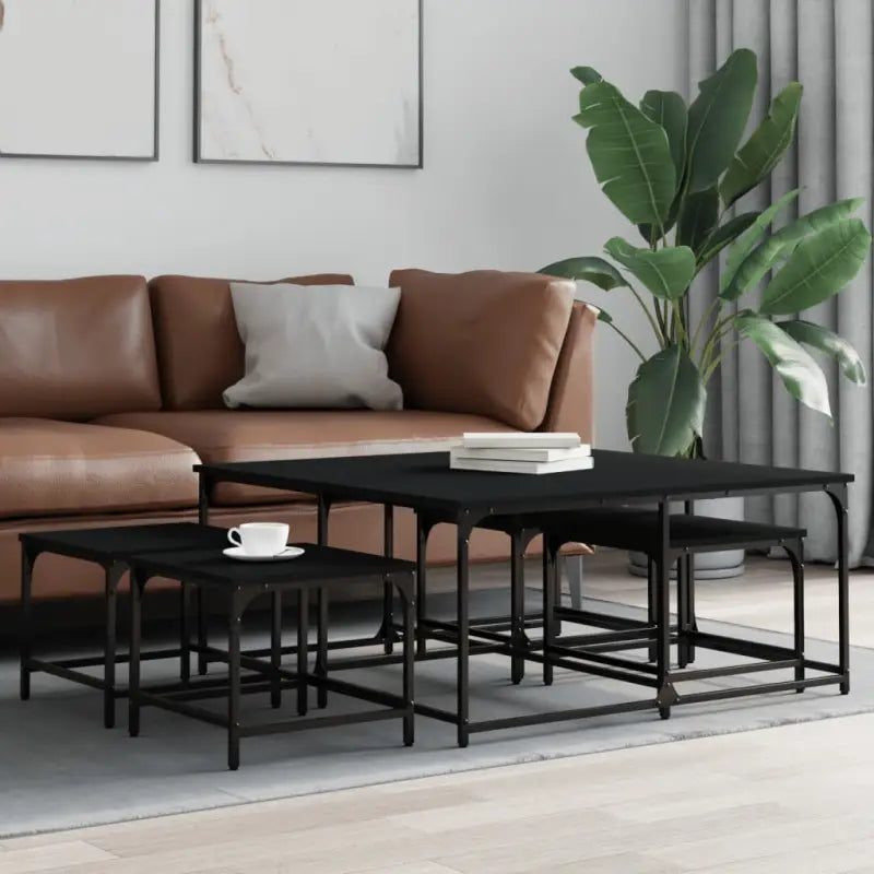 Bewerkt hout salontafels met elkaar passende kleine tafels voor compacte ruimtes - Zwart / 1 - Salontafels