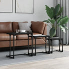 Bewerkt hout salontafelset met metalen frame voor kleine ruimtes - Salontafels