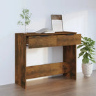 Bewerkte hout bijzettafel met stijl en opbergruimte voor hal of woonkamer - Gerookt eiken / 1 - Bijzettafels