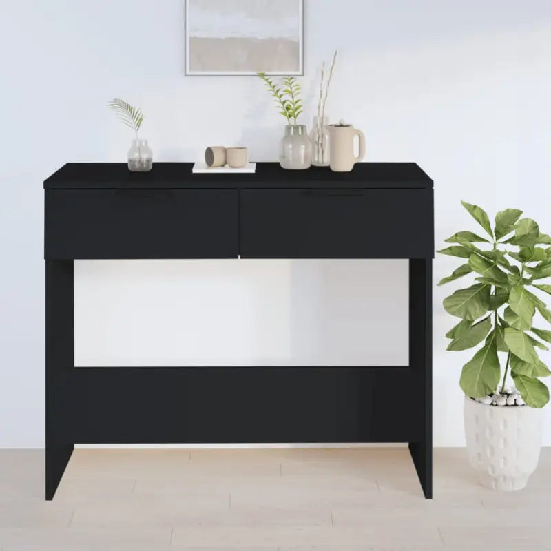 Bewerkte hout bijzettafel met stijl en opbergruimte voor hal of woonkamer - Zwart / 1 - Bijzettafels