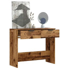 Bewerkte hout bijzettafel met stijl en opbergruimte voor hal of woonkamer - Oud hout / 1 - Bijzettafels