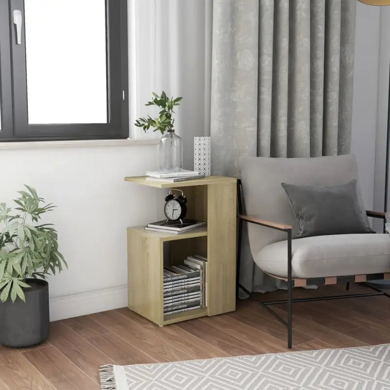 Bewerkte hout bijzettafel voor moderne en praktische woondecoratie - Sonoma eiken / 1 - Bijzettafels