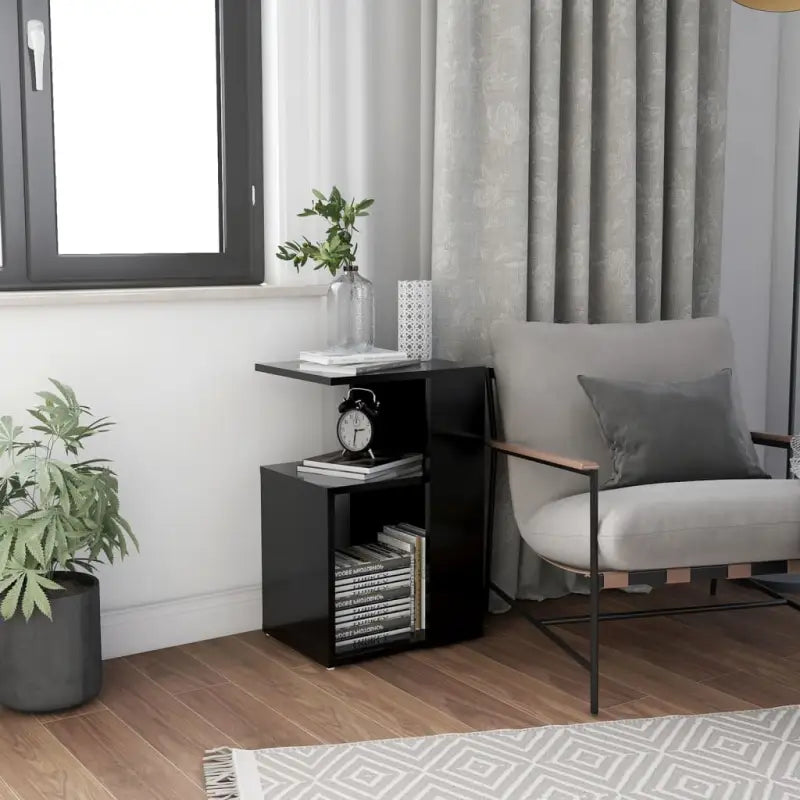 Bewerkte hout bijzettafel voor moderne en praktische woondecoratie - Zwart / 1 - Bijzettafels
