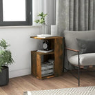 Bewerkte hout bijzettafel voor moderne en praktische woondecoratie - Gerookt eiken / 1 - Bijzettafels