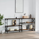 Bewerkte hout bijzettafels met verstelbare poten voor stijlvolle interieurs - bruin eikenkleur / 1 / 180 cm