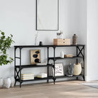 Bewerkte hout bijzettafels met verstelbare poten voor stijlvolle interieurs - Zwart / 1 / 150 cm - Bijzettafels