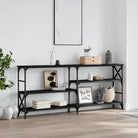 Bewerkte hout bijzettafels met verstelbare poten voor stijlvolle interieurs - Zwart / 1 / 180 cm - Bijzettafels