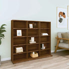 Bewerkte hout cd en dvd kast met open vakken voor je muziekcollectie - bruin eikenkleur / 100 x 23 x 89.5 cm / 1 - Cd-