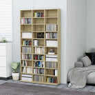 Bewerkte hout cd en dvd kast met open vakken voor je muziekcollectie - Sonoma eiken / 102 x 16 x 177.5 cm / 1 - Cd- &