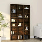 Bewerkte hout cd en dvd kast met open vakken voor je muziekcollectie - Gerookt eiken / 102 x 23 x 177.5 cm / 1 - Cd- &